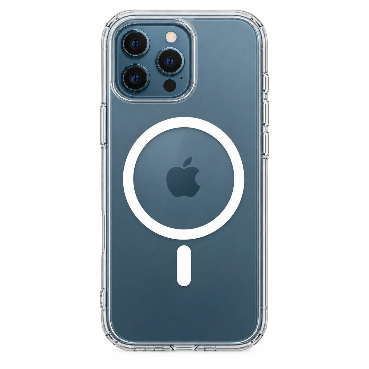 Clear magnetic phone case showing the handset's rear cameras and transparent edges. #iPhone Model_iPhone 12 Pro Max