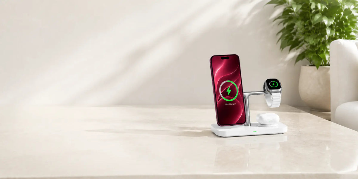 3-in-1 Qi2 desktop charging station for iPhone Apple Watch and AirPods
