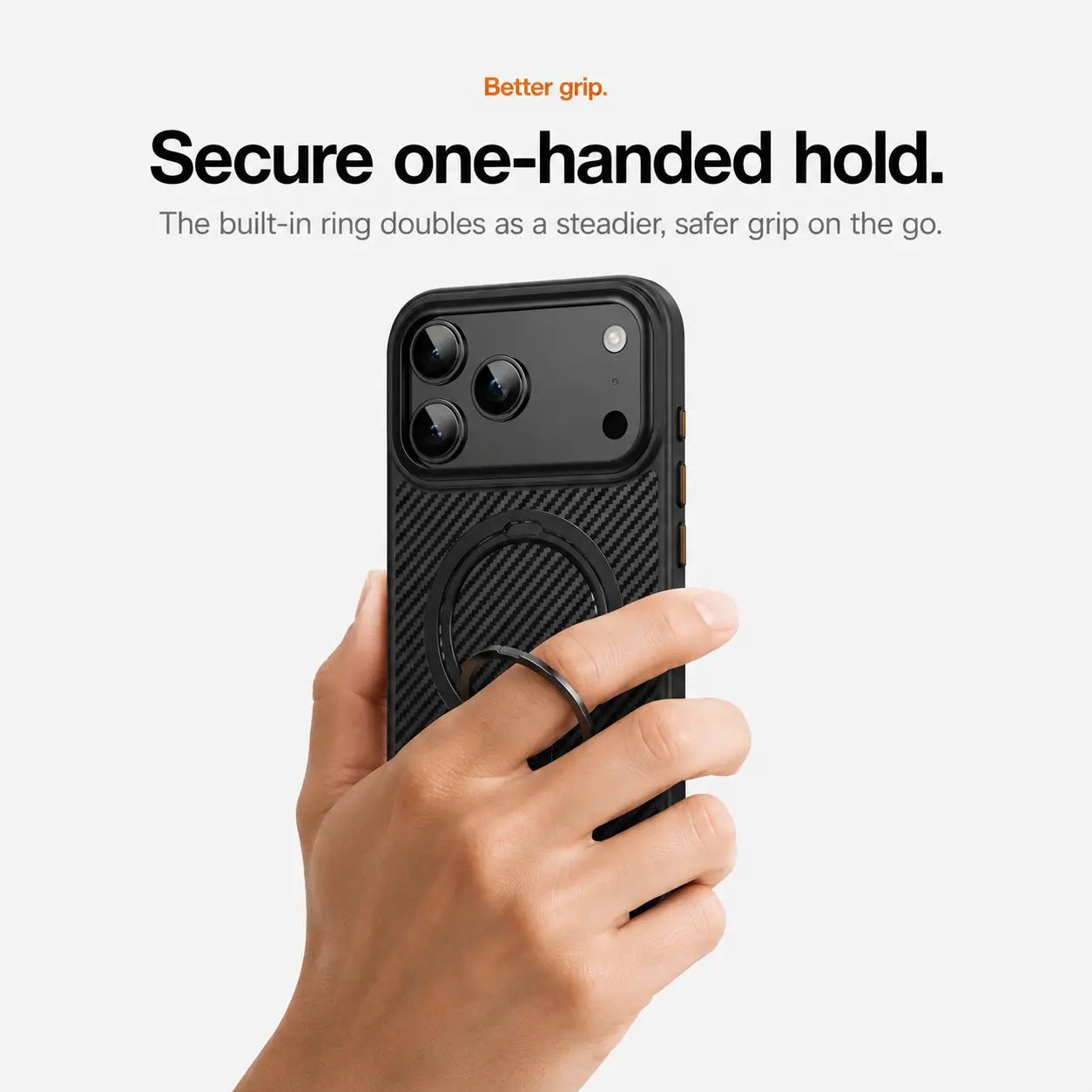 Carbon fiber iPhone case with raised camera protection
