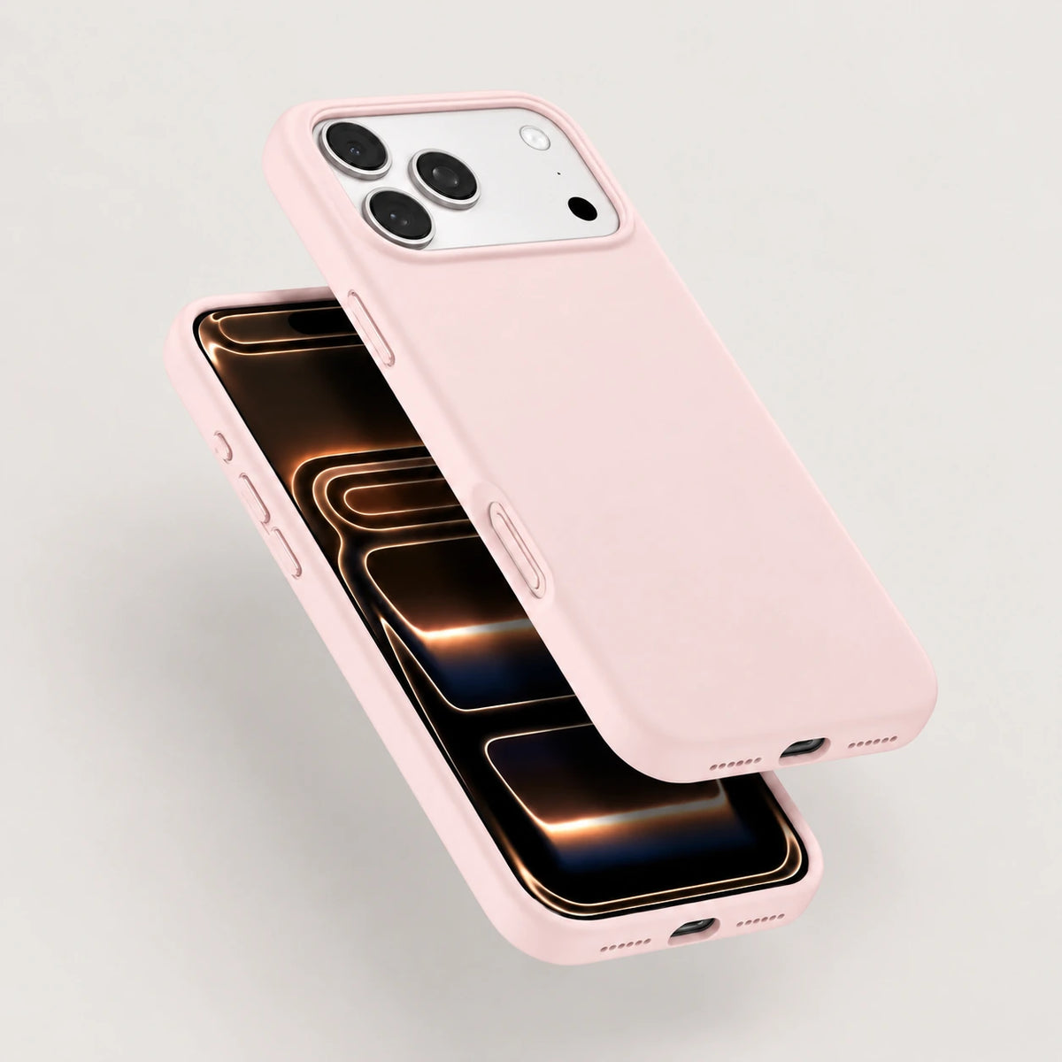 Blush pink silicone phone case shown from the front and rear #color_Blush Pink