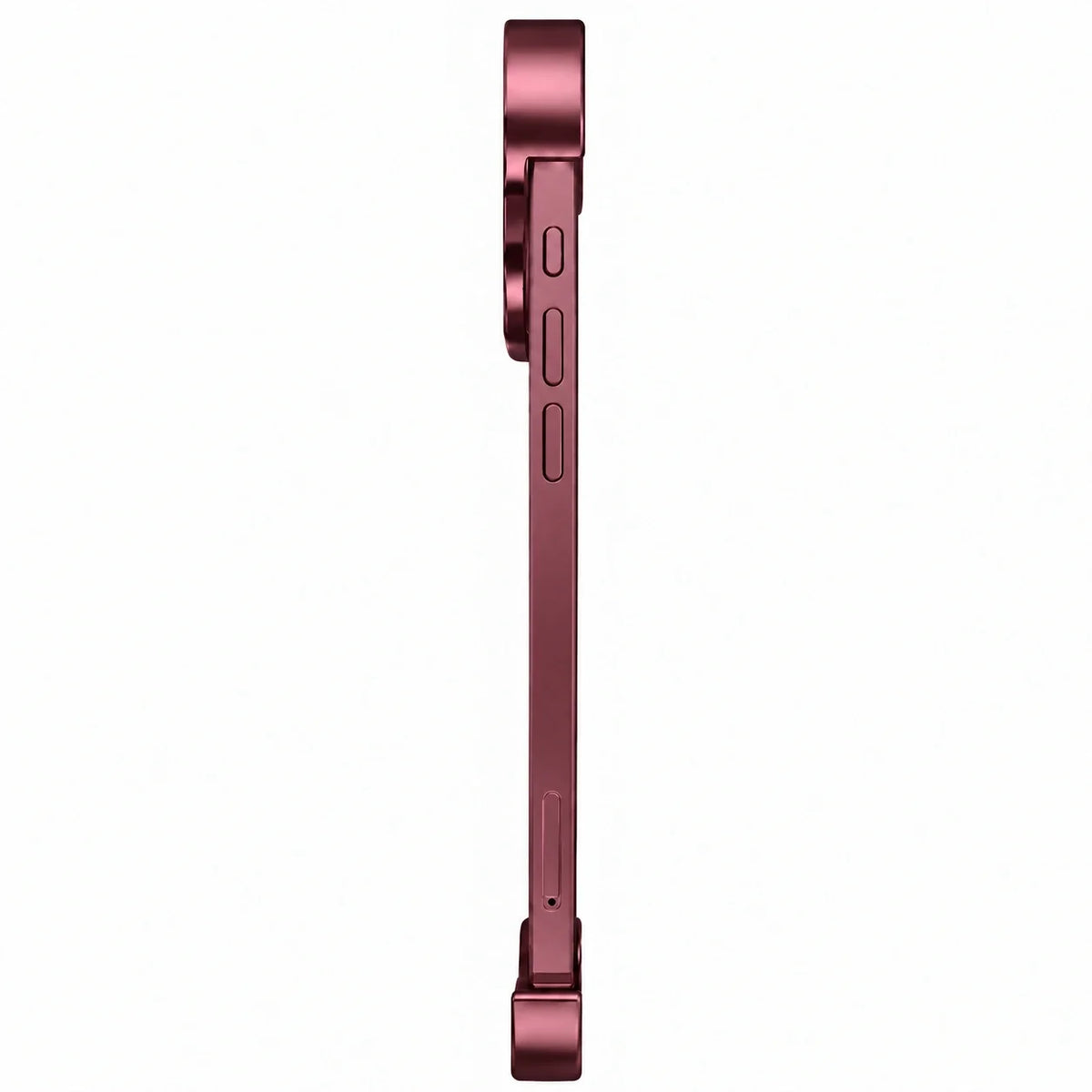 Burgundy sculpted metal phone case shown in side profile #color_Burgundy
