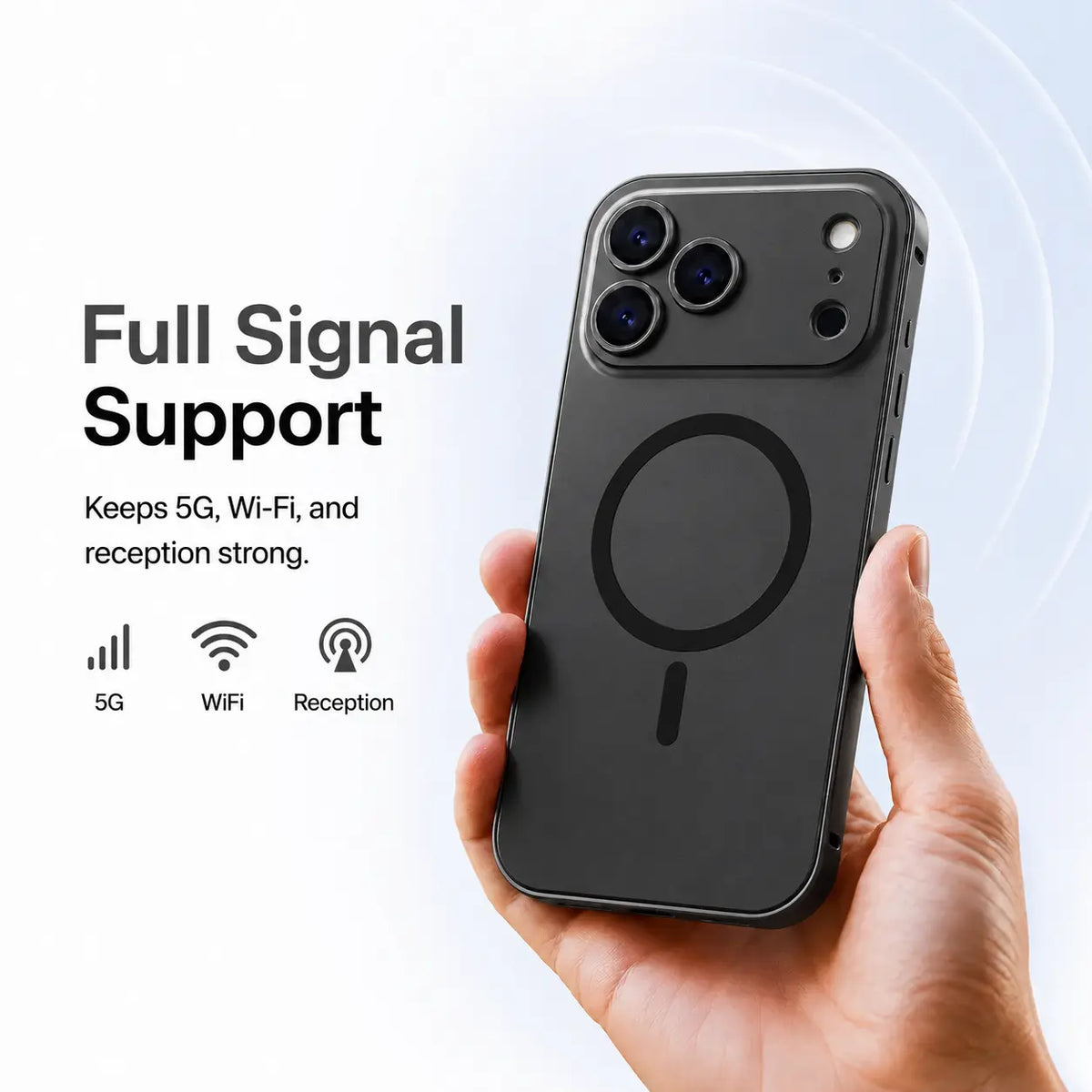 iPhone magnetic charging case with aluminum bumper #color_Midnight Black