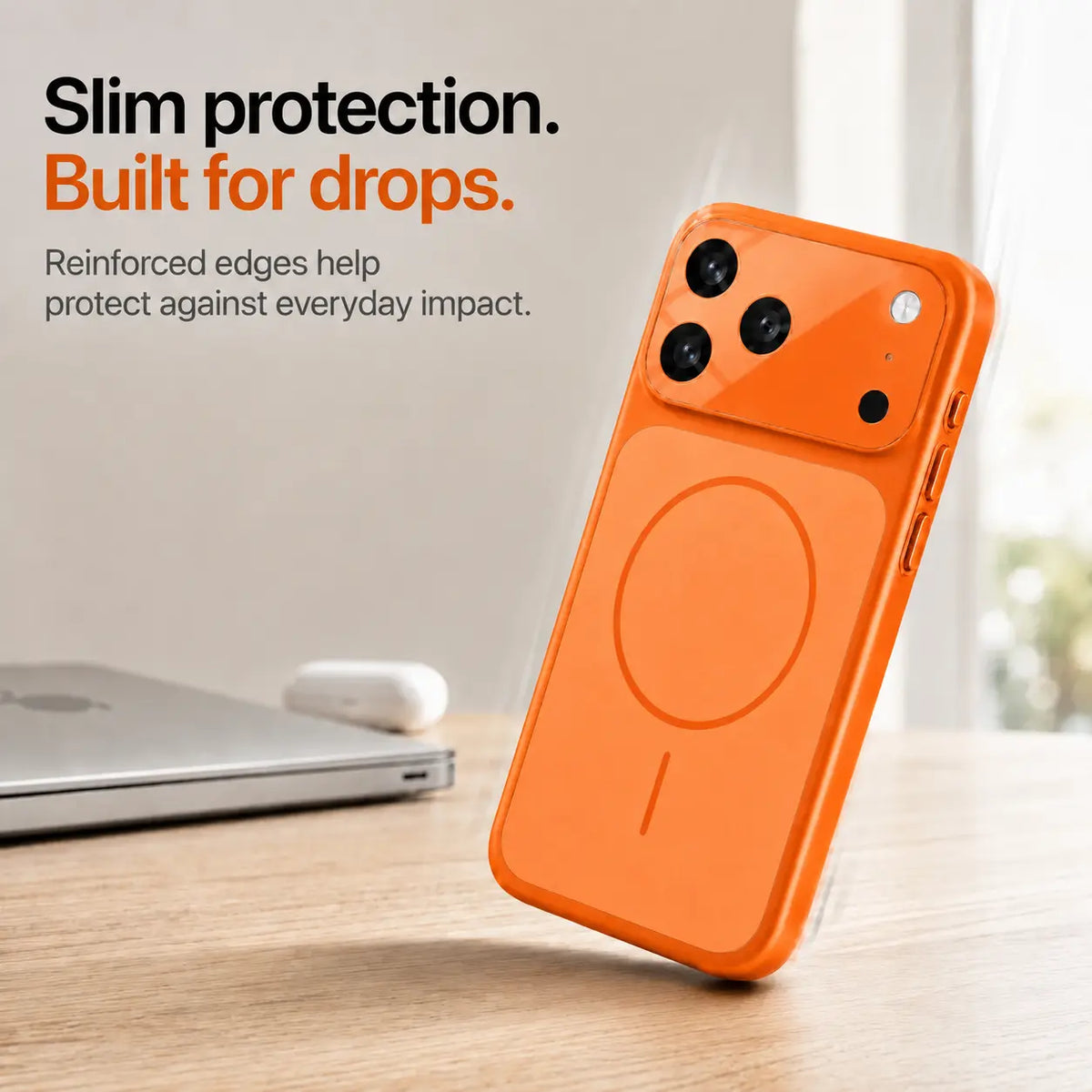 Slim hard shell iPhone case with magnetic ring